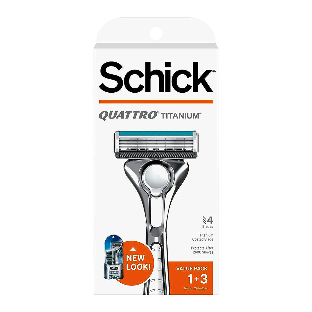 Schick Quattro Titanium Mens Razor 1 Razor Handle and 3 Refills